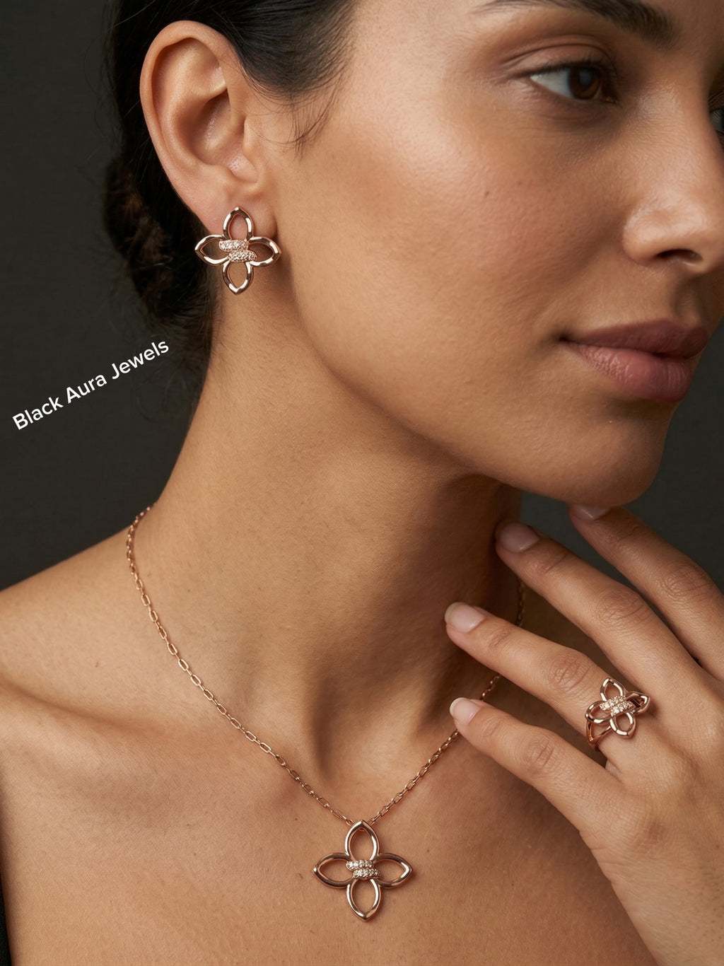 Ensemble Trèfle Élégance – Rose Gold